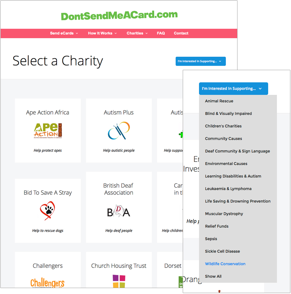 send to charity in lieu of cards