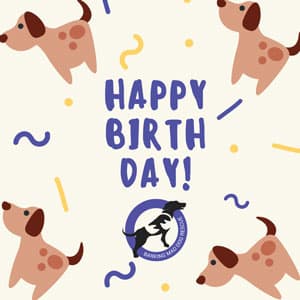 Dogs cartoon 'Happy birthday' birthday ecard