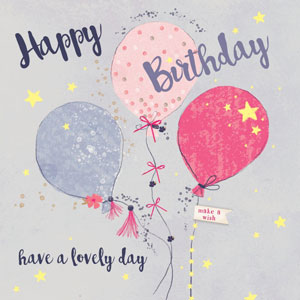 Balloons 'Have a lovely day' birthday ecard