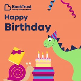 Dinosaur and snail blow out candles 'Happy Birthday' animated birthday ecard
