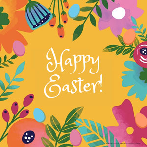 Happy Easter ecard flowers