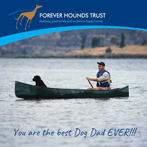 Man in canoe with dog 'You're the best dog dad ever!' Father's day ecard