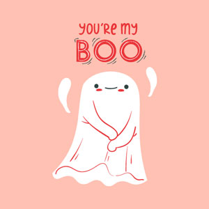 Cartoon ghost 'You're my boo' Valentine's Day ecard
