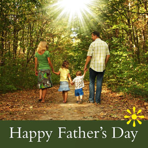 Family walking in nature Father's day ecard