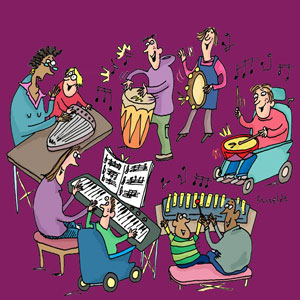 Playing musical instruments birthday ecard