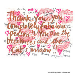 Joanna Lumley thank you ecard design