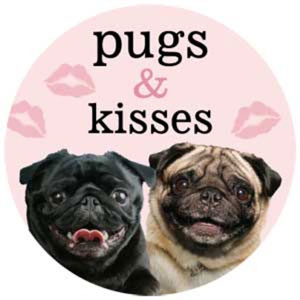 Two pugs 'Pugs & Kisses' Valentine's Day ecard