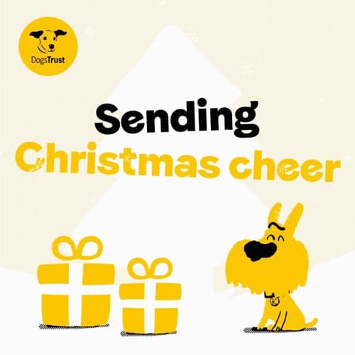 Happy dog smiling 'Sending Christmas Cheer' Christmas ecard