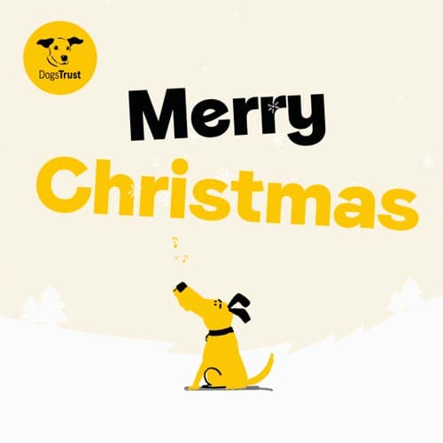Dog singing 'Merry Christmas' Christmas ecard