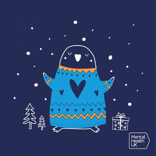 Penguin in snow Christmas ecard