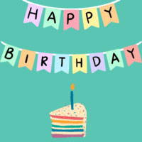 Happy birthday animated cake slice