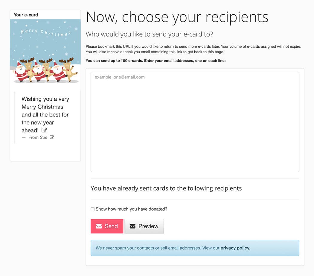 Sending e-cards