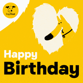 Cartoon dog 'That's a lot of dog years!' funny dog birthday ecard