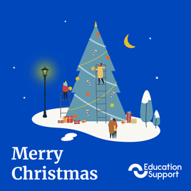 Animation of people decorating tree 'Merry Christmas' animated Christmas eCard