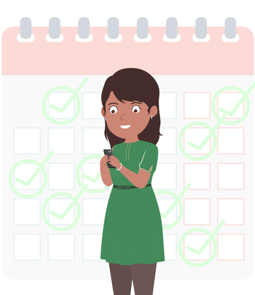 Woman checking calendar dates