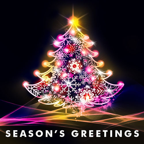 Lit up tree neon 'Season's Greetings' Corporate Christmas ecard