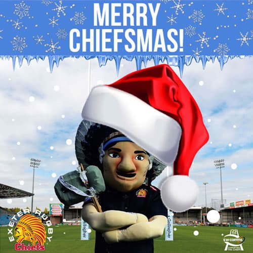 Exeter Chiefs Mascot 'Merry Chiefmas' Christmas ecard