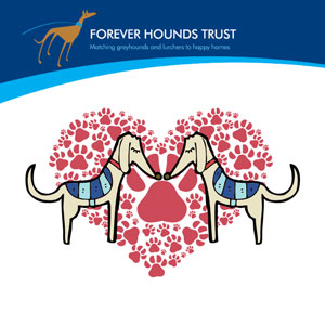 Forever Hounds heart background Valentine's Day ecard