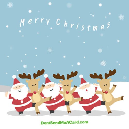 Santa and Reindeer Dancing Christmas ecard