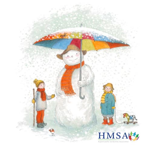 Snowman under umbrella Christmas ecard