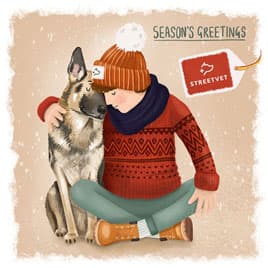 Homeless street dog 'Season's greetings' christmas ecard