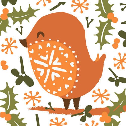 Robin illustration Christmas ecard