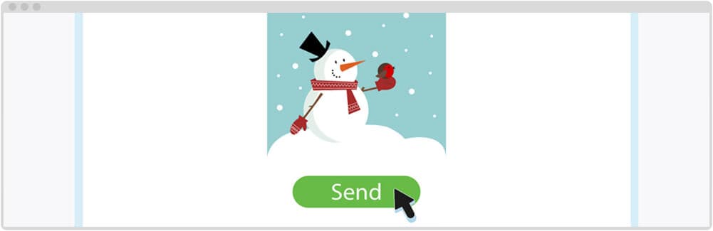 Snowman ecard clicking send
