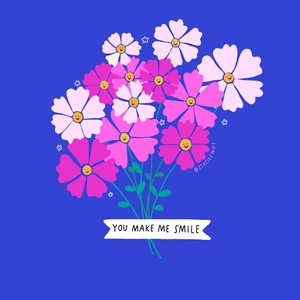 You make me smile flowers birthday card.
