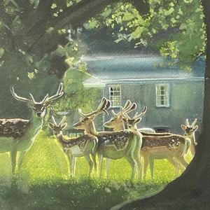 Illustrated deer birthday ecard.