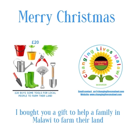Help a vulnerable family in Malawi to farm their land, £20 buys tools eCards