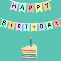 Happy birthday animated cake slice