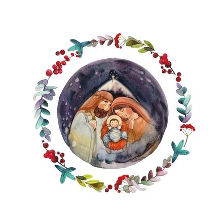 send Christmas e-card Nativity Wreath eCards