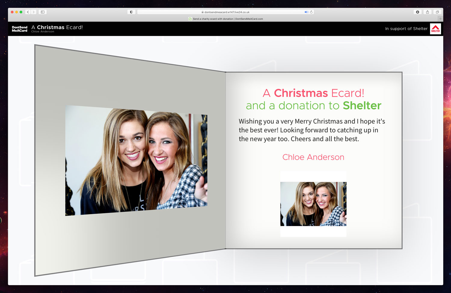 Online e greeting card with photo and message